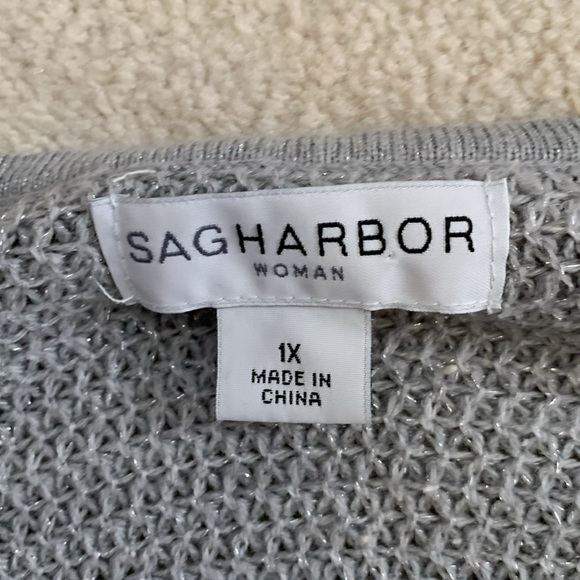 Sag Harbor Grey Sparkle 2 Button Cardigan Sweater 3/4sleeve size 1X - Picture 8 of 11